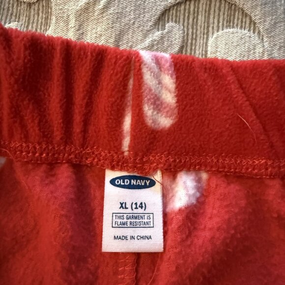 Old Navy Girls Polka Dot Candy Cane Holiday Christmas Fleece Pull On PJ Pants 14 - Picture 8 of 8